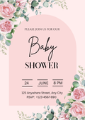 Girls Baby Shower Invitation Flower Themed
