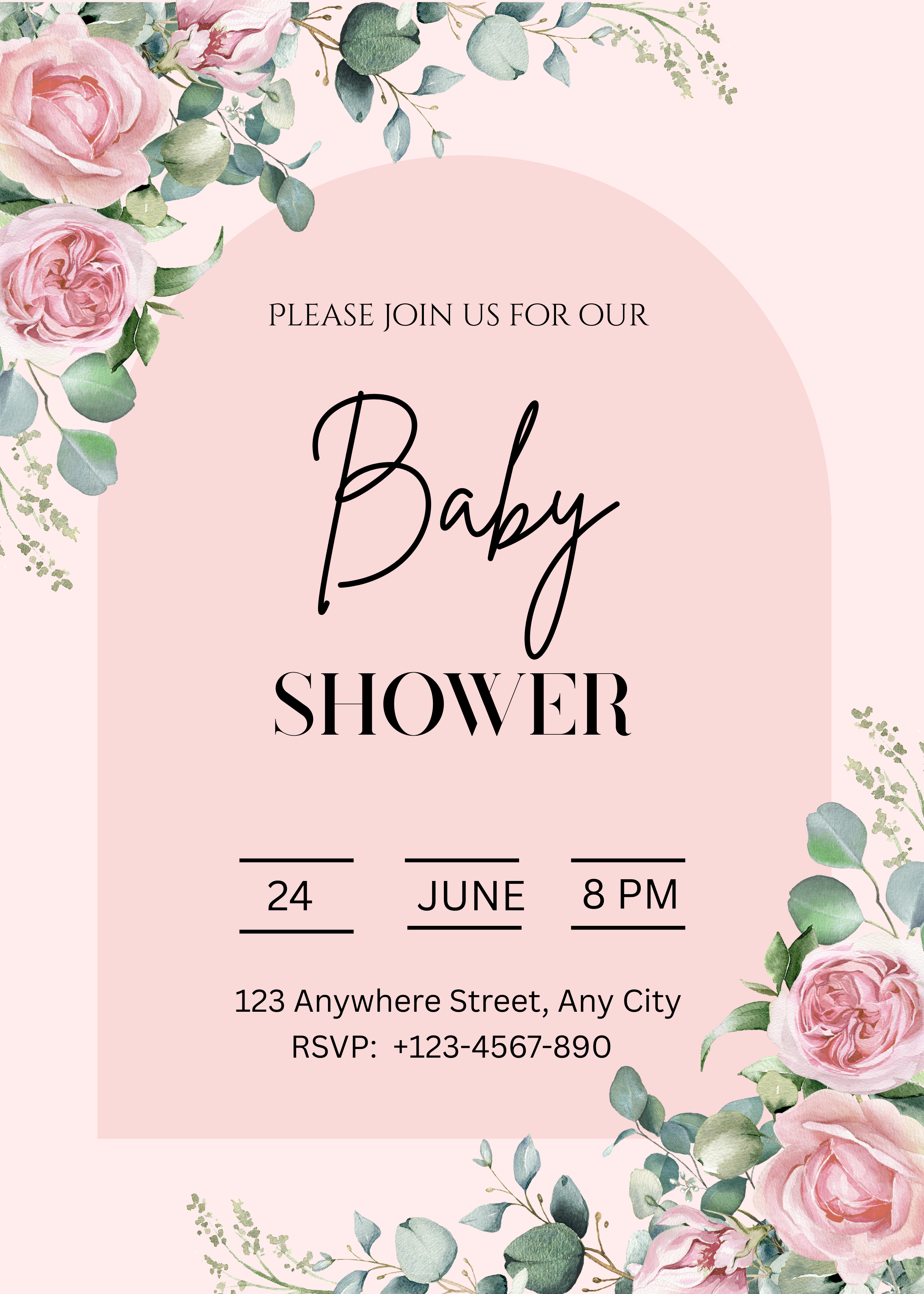 Girls Baby Shower Invitation Flower Themed